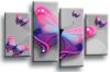 Powder grey pink butterfly canvas wall art picture print multi panel
