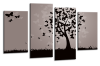 Grey Black Abstract butterfly tree canvas wall art picture print multi panel