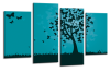 Blue Black Abstract butterfly tree canvas wall art picture print multi panel