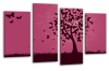 Purple Black Abstract butterfly tree canvas wall art picture print multi panel