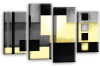 Cream grey black abstract check multi panel canvas wall art picture print