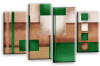 Cream grey green abstract check multi panel canvas wall art picture print