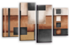 Cream grey abstract check multi panel canvas wall art picture print