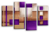 Cream grey purple abstract check multi panel canvas wall art picture print