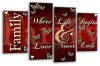 Family Quote Red Grey White Canvas Wall art picture print multi panel