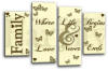 Family Cream Grey Gold Brown Canvas Wall art picture print multi panel