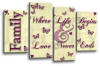 Family Quote Cream Grey Purple Canvas Wall art picture print multi panel