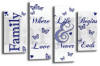 Family Quote White Grey Blue Canvas Wall art picture print multi panel