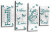 Family Quote White and Teal Canvas Wall art picture print multi panel