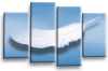 Blue Grey White Dreams feathers canvas wall art picture print multi panel wall art