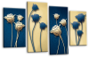 Blue cream floral flowers multi panel canvas wall art picture print