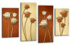 Bronze cream floral flowers multi panel canvas wall art picture print