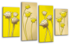 Yellow cream floral flowers multi panel canvas wall art picture print