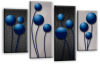 Grey Blue  abstract floral canvas wall art picture print multi panel
