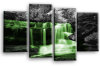Green grey Autumn forrest waterfall canvas wall art picture print multi panel