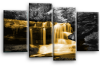 Orange grey Autumn forrest waterfall canvas wall art picture print multi panel