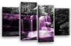Purple grey Autumn forrest waterfall canvas wall art picture print multi panel