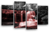 Red grey Autumn forrest waterfall canvas wall art picture print multi panel