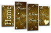 Gold brown cream grey Home quote canvas wall art picture print multi panel