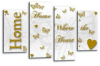 White gold grey Home quote canvas wall art picture print multi panel