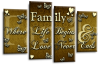 Gold Brown Cream grey family quote multi panel canvas wall art picture print