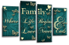 Teal Cream grey family quote multi panel canvas wall art picture print