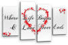 White red black grey Love heart quote canvas wall art picture print