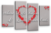 Powder grey red white Love heart quote canvas wall art picture print
