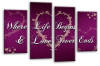 Purple cream grey Love heart quote canvas wall art picture print
