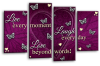 Purple cream white live love laugh canvas wall art picture print multi panel