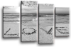 Seascape, sunset beach love in the sand 2 tone grey black canvas wall art picture print