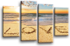 Seascape, sunset beach love in the sand orange grey canvas wall art picture print