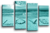Seascape, sunset beach love in the sand 2 tone teal canvas wall art picture print