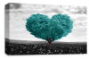 Teal Grey Black White Love Heart Tree canvas wall art picture print