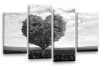 Grey black white abstract love heart tree canvas wall art multi panel