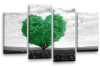Green grey black white abstract love heart tree canvas wall art multi panel
