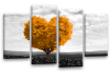 Orange grey black white abstract love heart tree canvas wall art multi panel