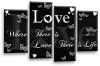 Love quote black grey white canvas wall art picture print multi panel