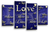 Love quote blue white canvas wall art picture print multi panel