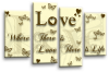 Love quote cream gold brown canvas wall art picture print multi panel