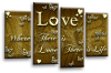 Love quote cream brown gold white canvas wall art picture print multi panel