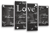 Love quote grey white canvas wall art picture print multi panel
