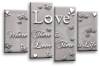 Love quote powder grey white canvas wall art picture print multi panel