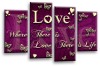 Love quote purple cream canvas wall art picture print multi panel
