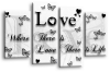 White Black grey love quote canvas wall art picture print multi panel