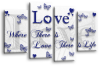 White Blue grey love quote canvas wall art picture print multi panel