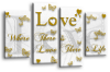 White Gold grey love quote canvas wall art picture print multi panel