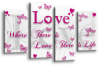 White Pink Plum grey love quote canvas wall art picture print multi panel