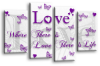 White Purple grey love quote canvas wall art picture print multi panel