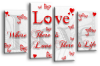 White Red grey love quote canvas wall art picture print multi panel